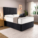 Prague Ottoman Divan Bed - Black Plush Velvet