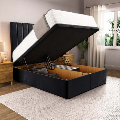 Prague Ottoman Divan Bed - Black Plush Velvet