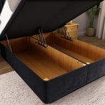 Prague Ottoman Divan Bed - Black Plush Velvet
