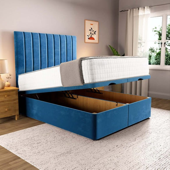 Prague Ottoman Divan Bed - Blue Plush Velvet