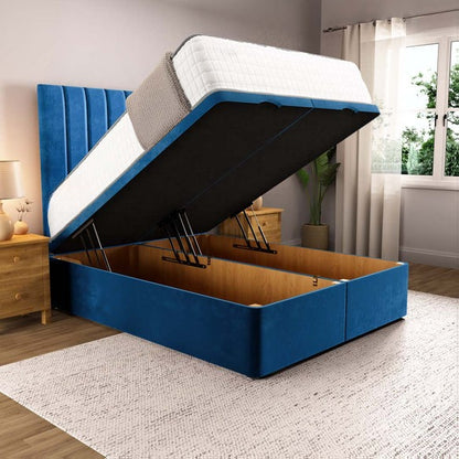 Prague Ottoman Divan Bed - Blue Plush Velvet