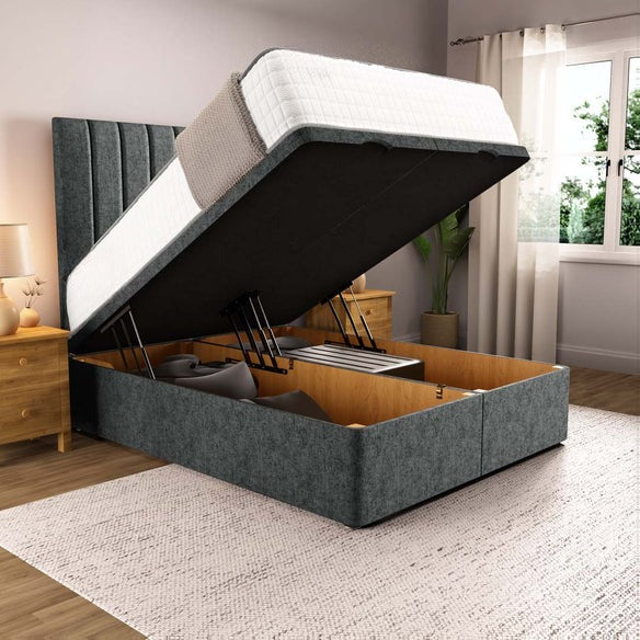 Prague Ottoman Divan Bed - Charcoal Chenille
