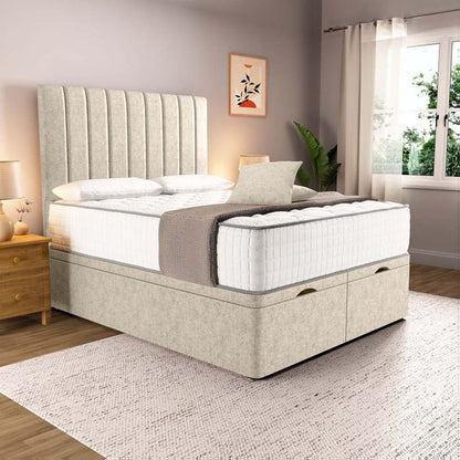 Prague Ottoman Divan Bed - Cream Chenille