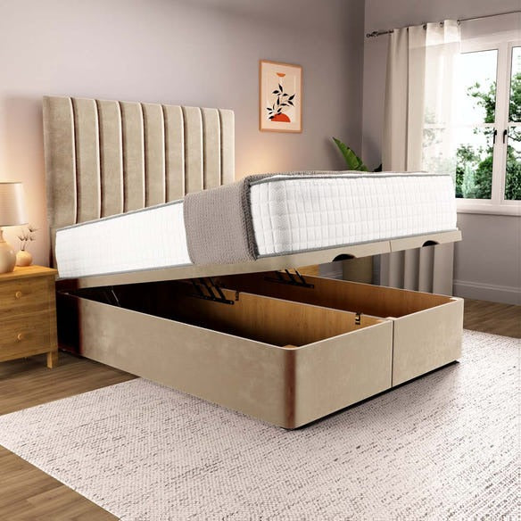Prague Ottoman Divan Bed - Mink Plush Velvet
