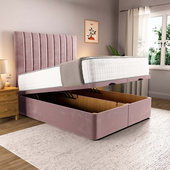 Prague Ottoman Divan Bed - Pink Plush Velvet