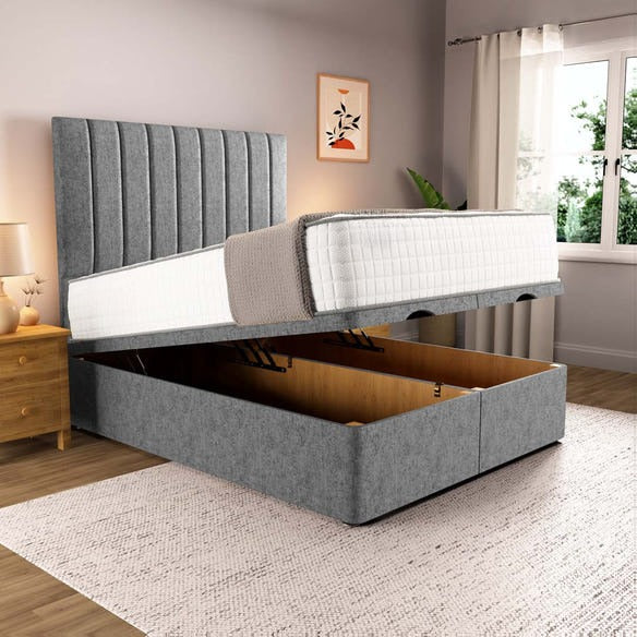 Prague Ottoman Divan Bed - Silver Chenille