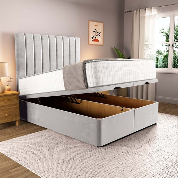 Prague Ottoman Divan Bed - Silver Plush Velvet