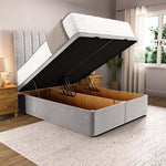Prague Ottoman Divan Bed - Silver Plush Velvet