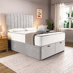 Prague Ottoman Divan Bed - Silver Plush Velvet