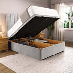 Prague Ottoman Divan Bed - Silver Plush Velvet
