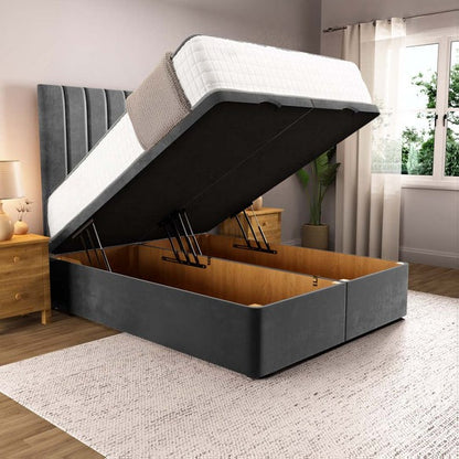 Prague Ottoman Divan Bed - Steel Plush Velvet