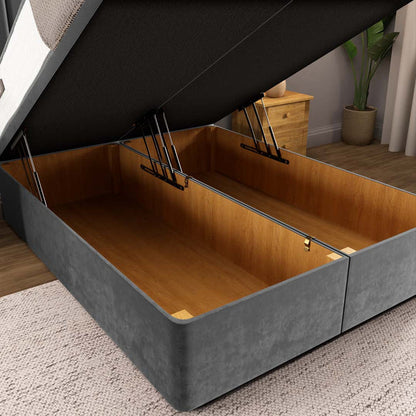 Prague Ottoman Divan Bed - Steel Plush Velvet