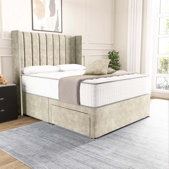 Prague Wingback Divan Bed - Almond Coniston