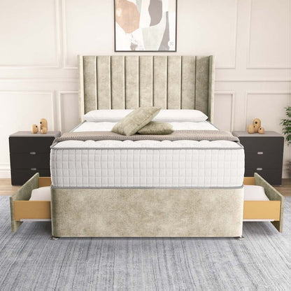 Prague Wingback Divan Bed - Almond Coniston