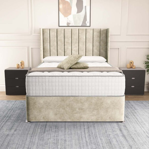 Prague Wingback Divan Bed - Almond Coniston