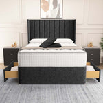 Prague Wingback Divan Bed - Black Chenille