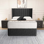 Prague Wingback Divan Bed - Black Chenille