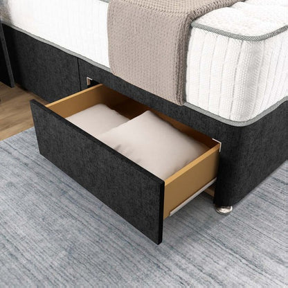 Prague Wingback Divan Bed - Black Chenille