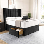 Prague Wingback Divan Bed - Black Naples