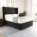 Prague Wingback Divan Bed - Black Naples