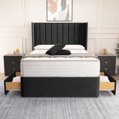 Prague Wingback Divan Bed - Black Naples