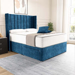 Prague Wingback Divan Bed - Blue Coniston