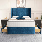 Prague Wingback Divan Bed - Blue Coniston