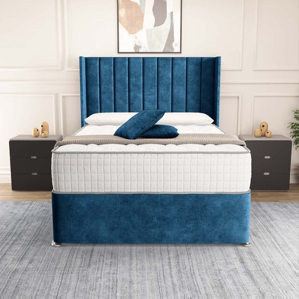 Prague Wingback Divan Bed - Blue Coniston