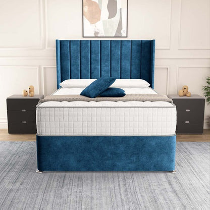 Prague Wingback Divan Bed - Blue Coniston