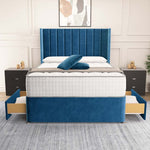 Prague Wingback Divan Bed - Blue Plush Velvet