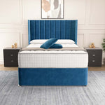 Prague Wingback Divan Bed - Blue Plush Velvet