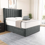 Prague Wingback Divan Bed - Charcoal Chenille