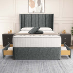 Prague Wingback Divan Bed - Charcoal Chenille