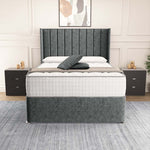 Prague Wingback Divan Bed - Charcoal Chenille