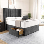 Prague Wingback Divan Bed - Charcoal Coniston