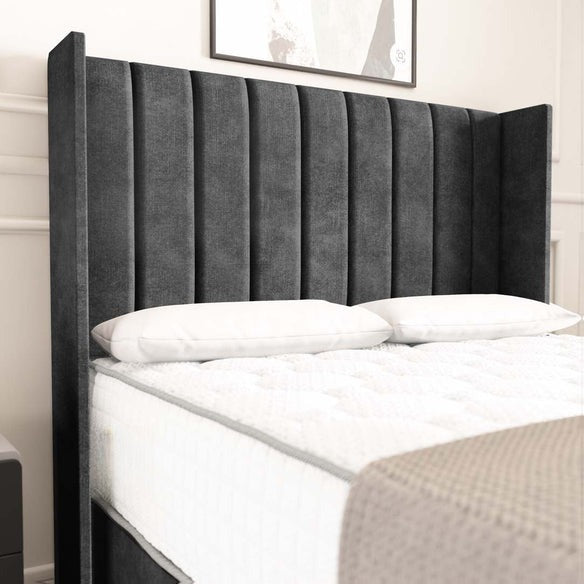 Prague Wingback Divan Bed - Charcoal Coniston