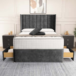 Prague Wingback Divan Bed - Charcoal Coniston