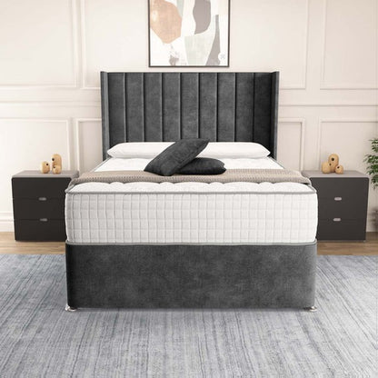 Prague Wingback Divan Bed - Charcoal Coniston
