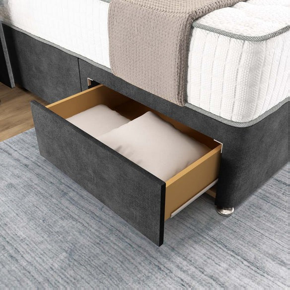 Prague Wingback Divan Bed - Charcoal Coniston