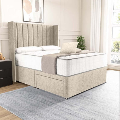 Prague Wingback Divan Bed - Cream Chenille