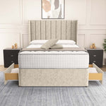 Prague Wingback Divan Bed - Cream Chenille