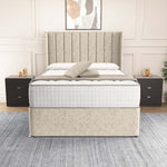 Prague Wingback Divan Bed - Cream Chenille