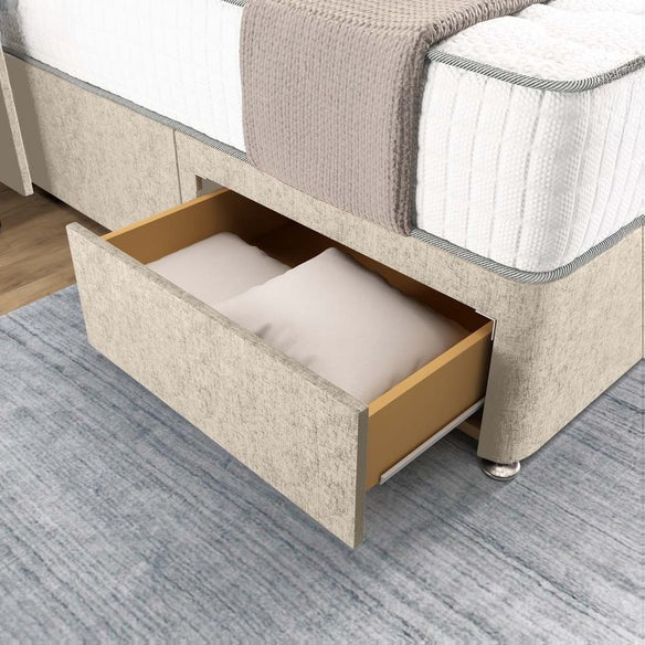 Prague Wingback Divan Bed - Cream Chenille