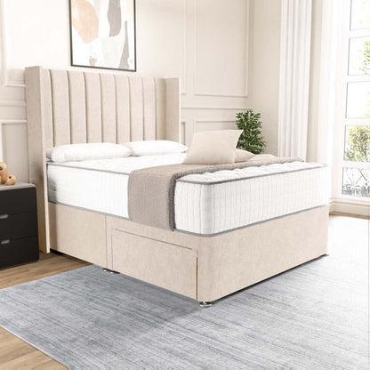 Prague Wingback Divan Bed - Cream Naples