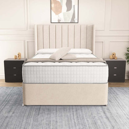 Prague Wingback Divan Bed - Cream Naples