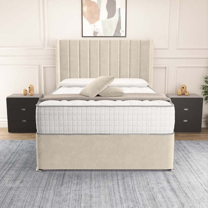 Prague Wingback Divan Bed - Cream Plush Velvet