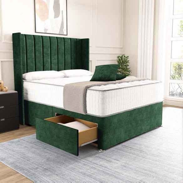 Prague Wingback Divan Bed - Emerald Coniston