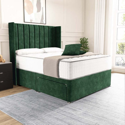 Prague Wingback Divan Bed - Emerald Coniston