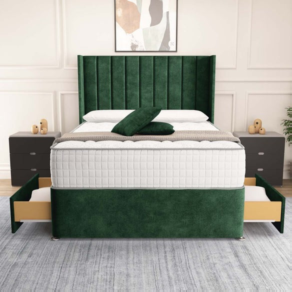 Prague Wingback Divan Bed - Emerald Coniston