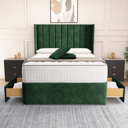 Prague Wingback Divan Bed - Emerald Coniston